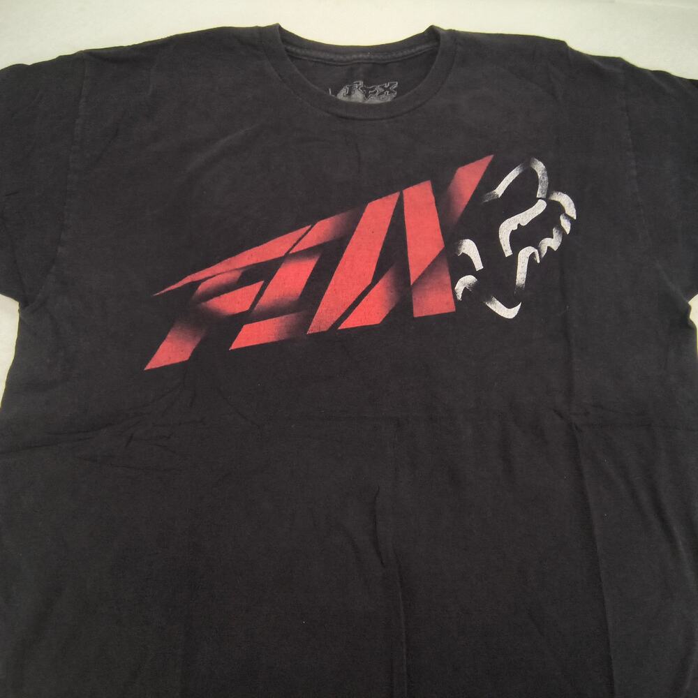 Fox Casual Crew Neck Graphic Short Sleeve T Shirt Mens Size Large L Black Red